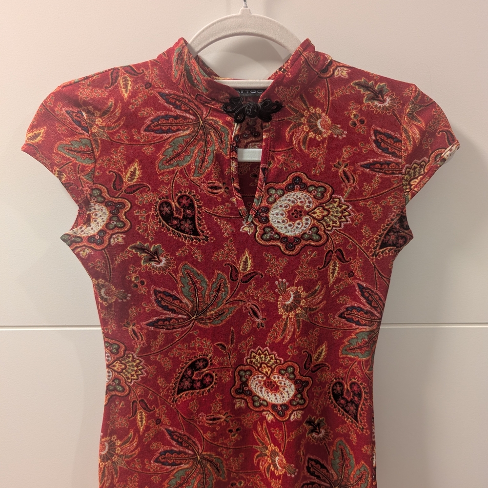 Floral Red Short Sleeve Top